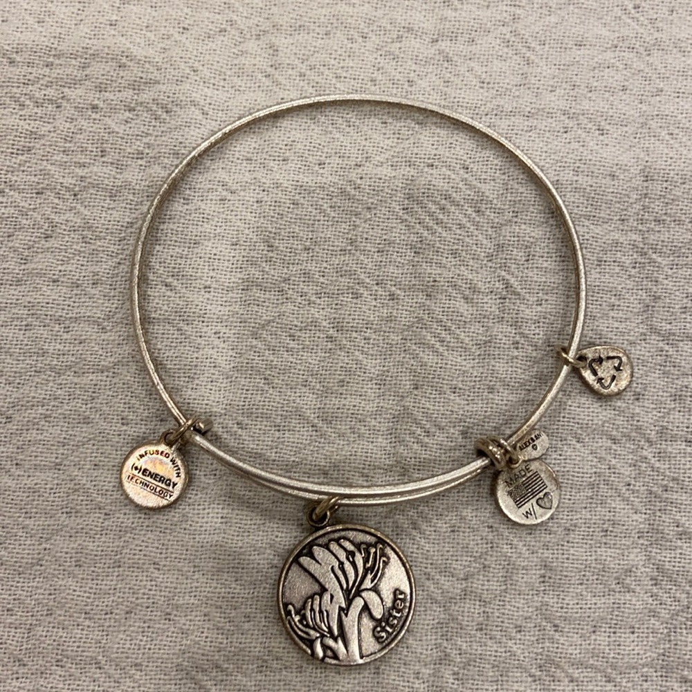 Alex & Ani “Sister” Silver Bangle Bracelet